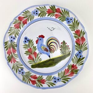 Henriot Quimper France Multicolor Rooster 10" Wall Hang Plate Hand Painted